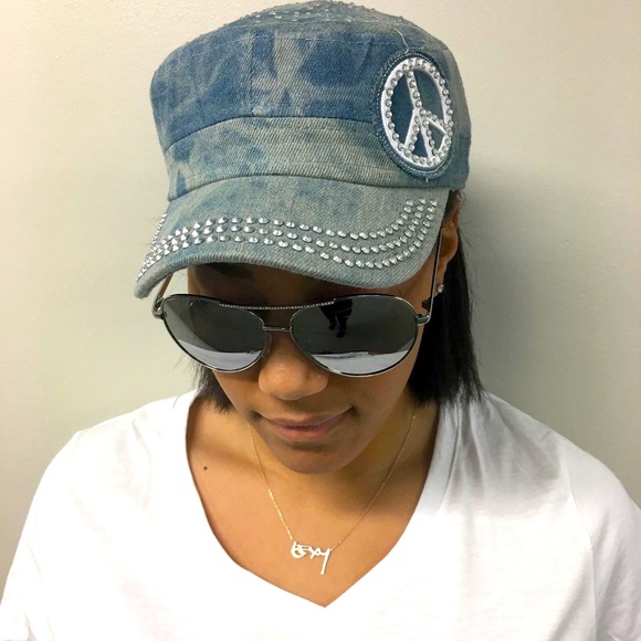 โฎ๏ธ๐งข Denim Fashion Cap With Rhinestones - Picture 4 of 7